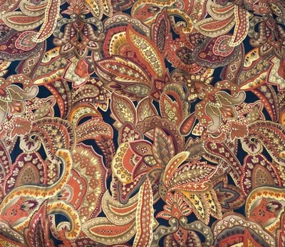 Tela con patrón de cachemira naranja óxido color otoño mezcla de algodón 44" x 60" BOHO Foto 1 de 3