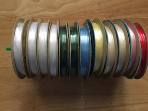 Lot Of 12 New 10 Yds Each 1/8”100% Nylon Ribbon red white pink yellow green eggs - Picture 1 of 1