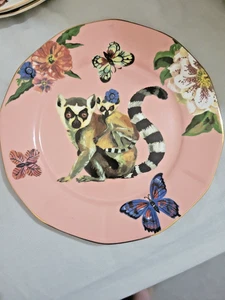 ANTHROPOLOGIE LEMA CHINA PLATE DECORATIVE NATHALIE LETE 8" GOLD RIM tea side - Picture 1 of 6