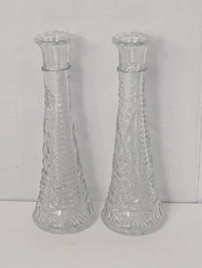 Lot Of 2 Glass 9" Tall Flower Plant Stem Vase - Picture 1 of 7