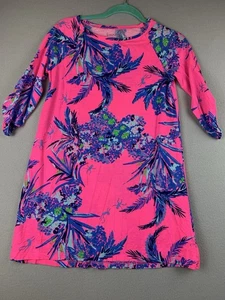 Lilly Pulitzer Dress Girls XL (12-14) Pink Surfcrest Tiki Monkey Out on Limb - Picture 1 of 6