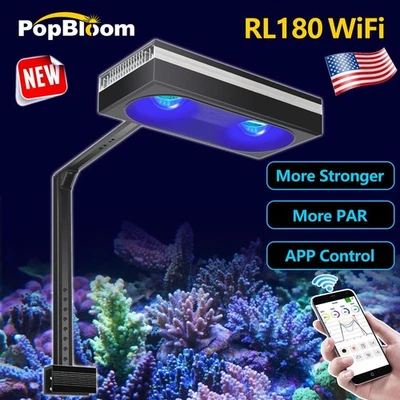 PopBloom RL180 WiFi Aquarium LED Light Reef Lighting for Saltwater Coral SPS LPS - Image 1 of 4