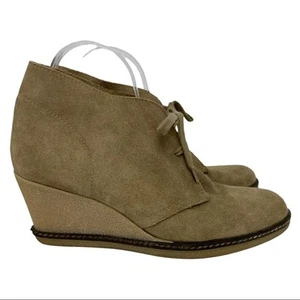J. Crew Tan Suede Wedge Chukka Boots Rubber Sole Size 10 Made In Italy Leather - Picture 1 of 12