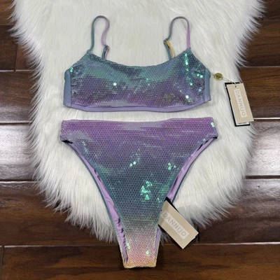 Gianni Bini Dannijo 尺寸小号亮片 Frankie Top Frida 比基尼泳装套装 — 第 1/4 张图片