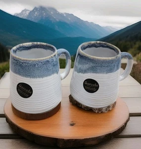 NEW Barcela Mugs Artisan 16 oz. Two Tone Stoneware Pottery Hand Made In Portugal - Picture 1 of 11