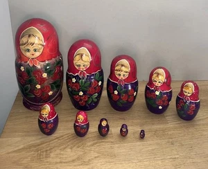 Poupées Matriochka x 10 Poupées Gigognes Russes En Bois 24 cm - Imagen 1 de 14