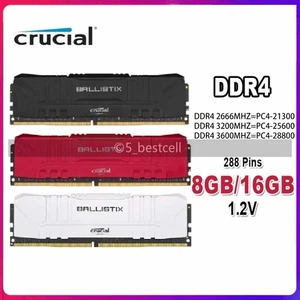 Crucial Ballistix 8GB/16GB DDR4 RAM 2666/3200/3600MHZ Desktop Memory DIMM Lot - Picture 1 of 7