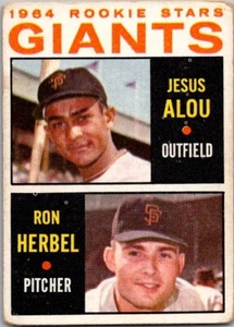 1964 Topps #47 Giants 1964 estrellas novatas (Jesus Alou / Ron Herbel) *En muy buen estado* - Imagen 1 de 2