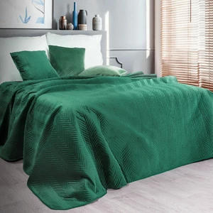 Dunkelgrüne Tagesdecke Sofadecke Überwurf Bettüberwurf Steppdecke Samt Velvet - Bild 1 von 3