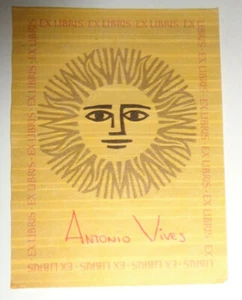 Antonio Vives, Ex Libris Bookplate - Picture 1 of 2