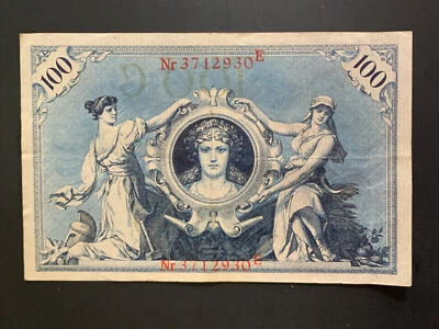 62084 Germany 100 Mark banknote 1908 Money Bill Rare No Rips or tears Nice Color - Image 1 of 2