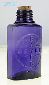 TRANSLUCENT purple BAYER ASPIRIN HEROIN antique bottle BAYER in cross BLOWN bim  - Picture 1 of 3