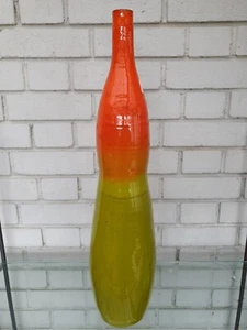 Dekovase orange/ grün, glasierte Keramik - Bild 1 von 2
