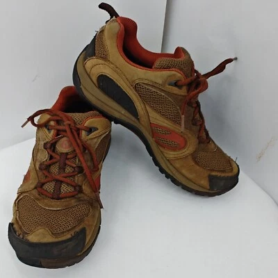 Sapatos de caminhada femininos Merrell Shoes 8 marrom terra escura J24346 malha de couro - Imagem 1 de 4