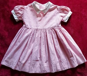 VTG 40s/50s BO PEEP Toddlers 2T CANDY STRIPED, Back Buttoned Cotton Summer Dress - Picture 1 of 10