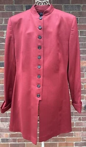 Vintage J. Peterman long women's coat Jacket Red Military Stylish Sophisticated - Picture 1 of 16