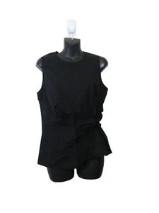 Veronica Beard Size 8 Bisa Top Sleeveless Gathered Top Solid Black NEW - Picture 1 of 4