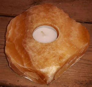 Teelichthalter Edelstein Orangencalcit- o. Rosenquarz-Scheibe ca 1kg,NEU - Bild 1 von 8