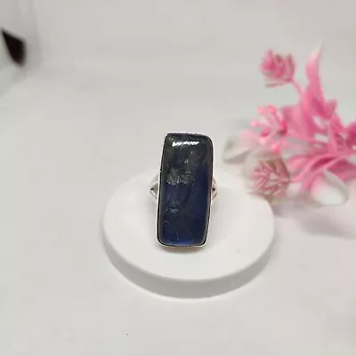 Unique Kyanite Gemstone Ring 925 Sterling Silver Adjustable Beautiful Love Gift - Image 1 of 4