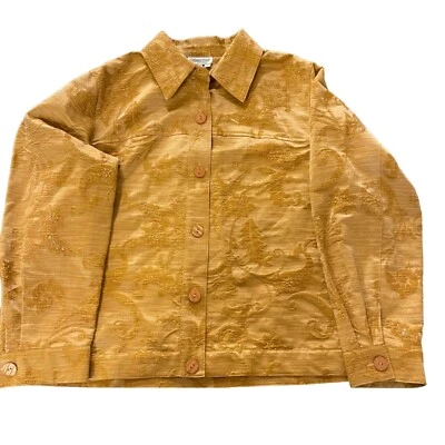 Blusa para mujer Coldwater Creek amarilla floral cuello cachemir talla 1X Foto 1 de 4