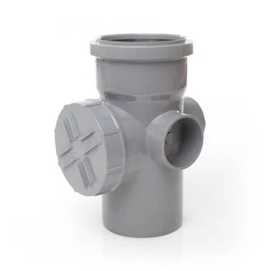 Polypipe 110mm Grey Single Socket Straight Access Pipe + 3 Bosses - Picture 1 of 2