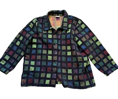 Blazer Chaqueta De Colección Bonworth Para Mujer Talla XL Multicolor Estampado Cuadrado Foto 1 de 4