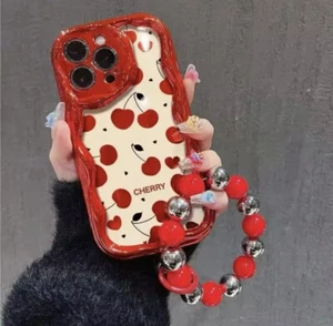 Cherry Delight iPhone 15 Pro Max Case with Red Beaded Handle - Picture 1 of 7