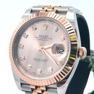 Pre-Owned Rolex Datejust 41mm 2 tone 18k Rose Gold Watch 126331 Fluted Bezel/Box - Picture 1 of 9