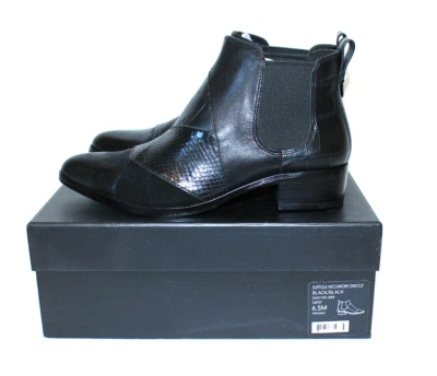 Botas Chelsea/Tobillo Coach Suffolk Patchwork Cuero Negro, Piel de Serpiente, Becerro, 6.5 Foto 1 de 4