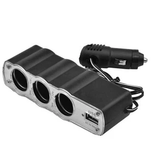 Chargeur Voiture 3 Voies 12 Volts Téléphone Triple Prise Splitter Briquet Port USB Adaptateur - Photo 1 sur 9