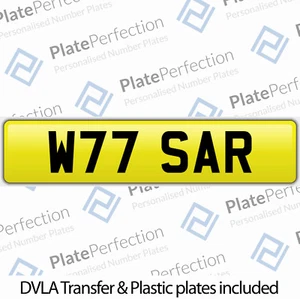 W77 SAR SARA SARAH SAZ 1977? PRECIADA PLACA DE NÚMERO PRIVADO REGISTRO DVLA - Imagen 1 de 1