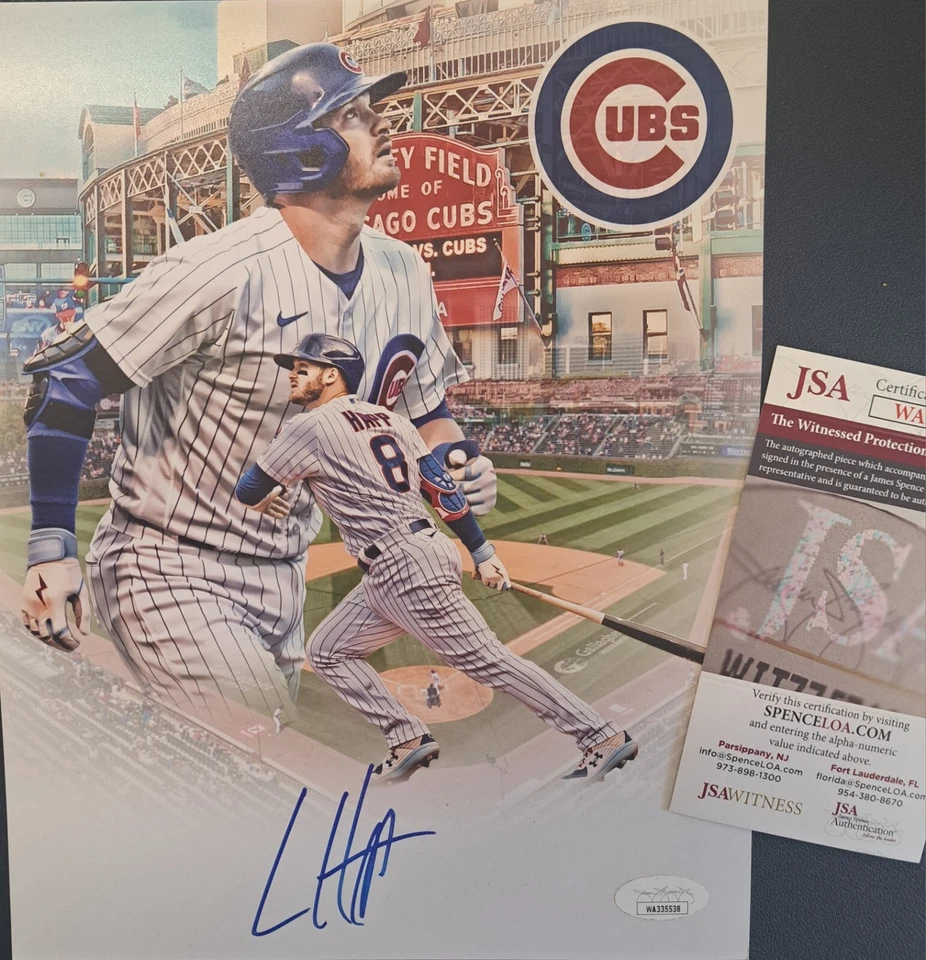 Ian Happ Chicago Cubs Signed 8x10 Custom Pic JSA witness COA Autograph Photo - Image 1 of 1