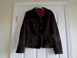 Ladies Talbots size 8 brown cordouroy blazer jacket coat lined womens short - Picture 1 of 4