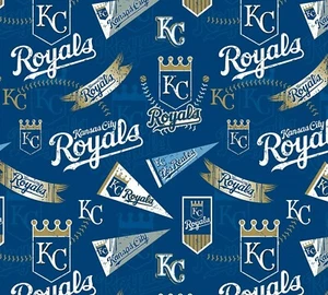 Kansas City Royals Vintage Print MLB Cotton Fabric By The 1/4,1/2,Yard 58"W - Picture 1 of 5