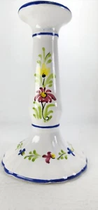 Candelabro de cerámica Holu pintado a mano Portugal flores 7"H vintage - Imagen 1 de 8