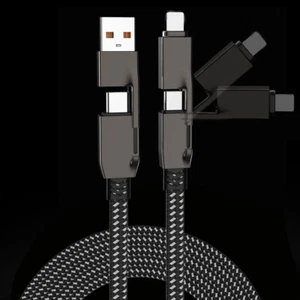 65W 4-in-1 Charging Cable Fast Charging USB-C data Cable Universal 1-2m Black - Photo 1 sur 10