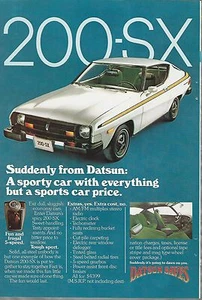 1977 DATSUN 200-SX advertisement, Datsun 200 SX ad, white with green interior - Picture 1 of 3
