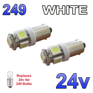 2 X 24V WHITE BA9s LED BULBS 249 SIDE LIGHT WEDGE HGV MAN VOLVO - Picture 1 of 5