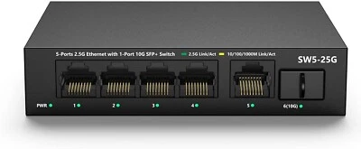 Conmutador de red no administrado Ethernet 2.5G de 5 puertos con capacidad 10G SFP 45Gbps Foto 1 de 4