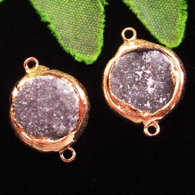 Colgante conector cuarzo druzy ágata cristal titanio negro 2 piezas H93807 Foto 1 de 2
