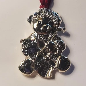 Vintage Gorham Santa Teddy Bear Nice List Christmas Ornament Silverplated O2523 - Picture 1 of 4