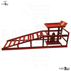 Wiltec Auffahrrampe hydraulischer Wagenheber 2000kg PKW Hebebühne rot - Bild 1 von 4