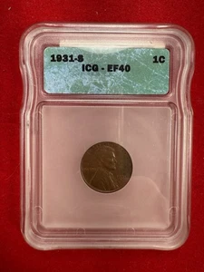 * 1931-S LINCOLN CENT-  XF40 ICG  (KEY DATE)   FILL THAT TOUGH SPOT IN YOUR SET* - Picture 1 of 4