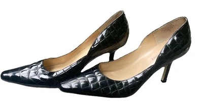 Hermosos zapatos de cuero Karen Scott Marlo talla 10 M cuero superior negro en relieve Foto 1 de 4