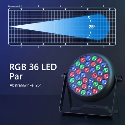36LED Auto Sound Portable Par Light With Linear Dimming For Stage Event Party - Image 1 of 4