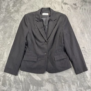 Calvin Klein Blazer Womens 14 Gray Single-Breast Rayon-Blend Sport Coat Preppy - Picture 1 of 15