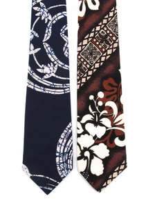 Vintage Hawaiian Wide Tie Lot Kahala Creations Prince Kuhio Floral Hawaii Made - Picture 1 of 13