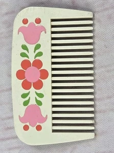 AVON Vintage 1973 COMB Hair Clip Barrette White Flowers Tulips Plastic - Picture 1 of 7