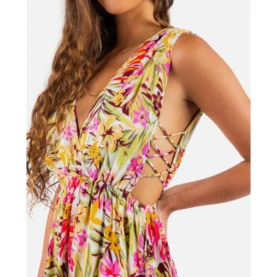 Vestido Ripcurl Copacabana Floral Volantes Fluido Cubrir LRG NUEVO CON ETIQUETAS Coqueta Hawaiana Foto 1 de 4