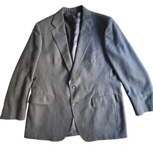 VINTAGE NORDSTROMS Blue Grey Wool Blazer 2-Button Single-Breasted Suit Jacket 47 - Picture 1 of 18